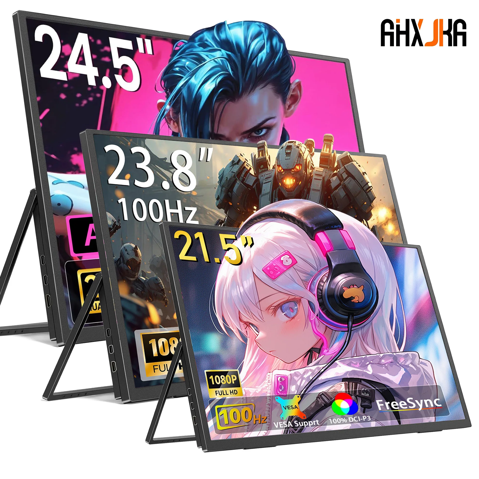AHXJKA Portable Monitors 21.5/23.8/24.5 Inch 100sRGB Gaming Phone Mobile Laptop Extender Second Screen For Steaam/PS4/5/TV/XBox
