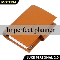 Planificador de tamaño Personal Moterm Luxe 2,0 imperfecto limitado con carpeta de anillas de 30 MM diario de cuaderno de cuero de grano de guijarro genuino