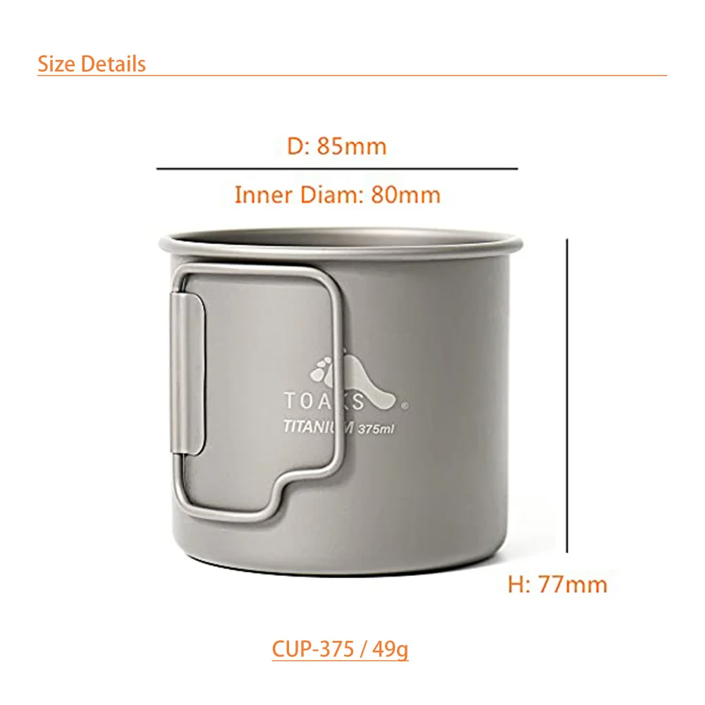 TOAKS Titan 450 ml Tasse Ultraleichte Version Outdoor Camping Ausrüstung Tragbare Tasse Becher Faltbare Griff Geschirr – Detail 2