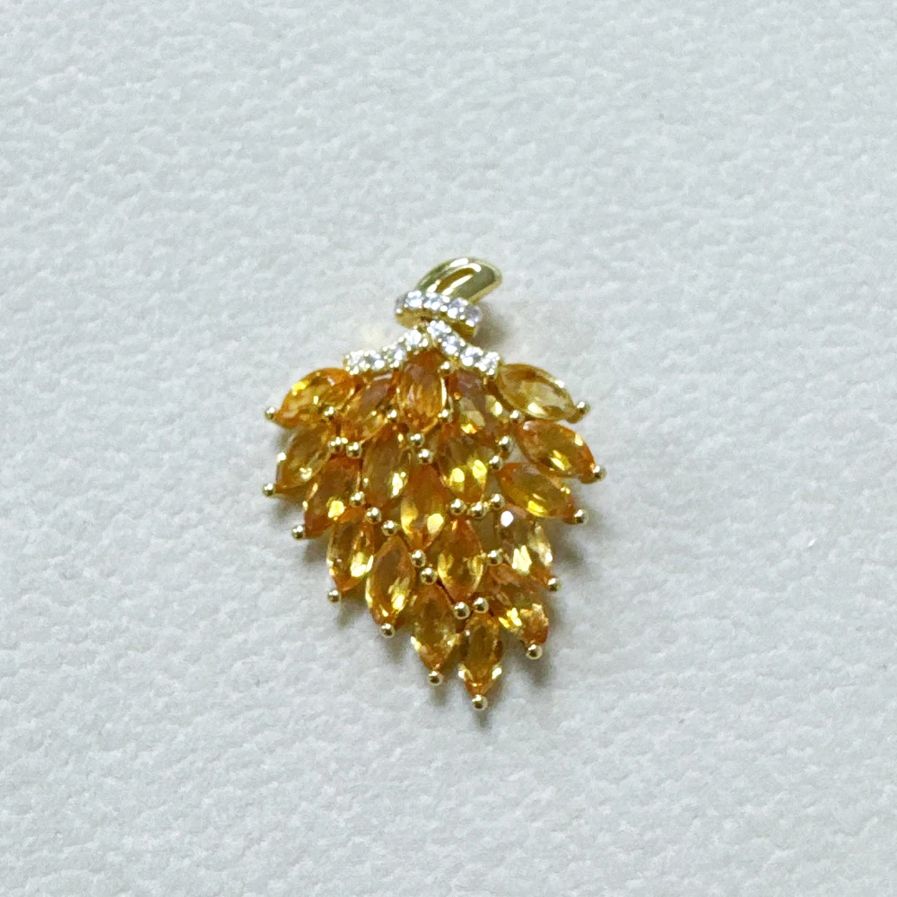 

Light luxury natural citrine gemstone pendant necklace 925 sterling silver Fine jewelry for women's Anniversary and Banquet Gift