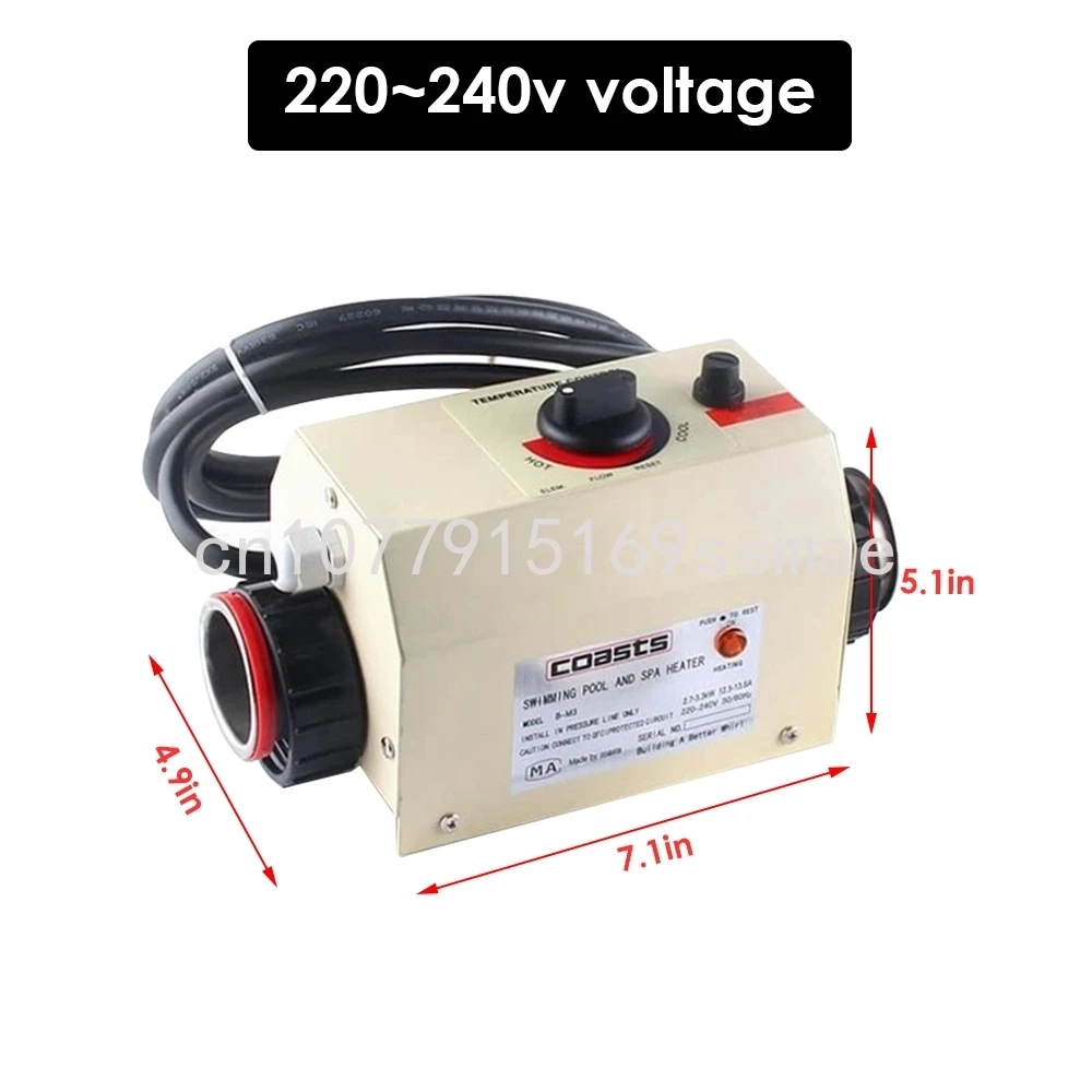 220V 3kw Swimming Pool Thermostat SPA Bath Portable Pool Heater Instant Electric Water Heater Thermostat Heat Pump Machine