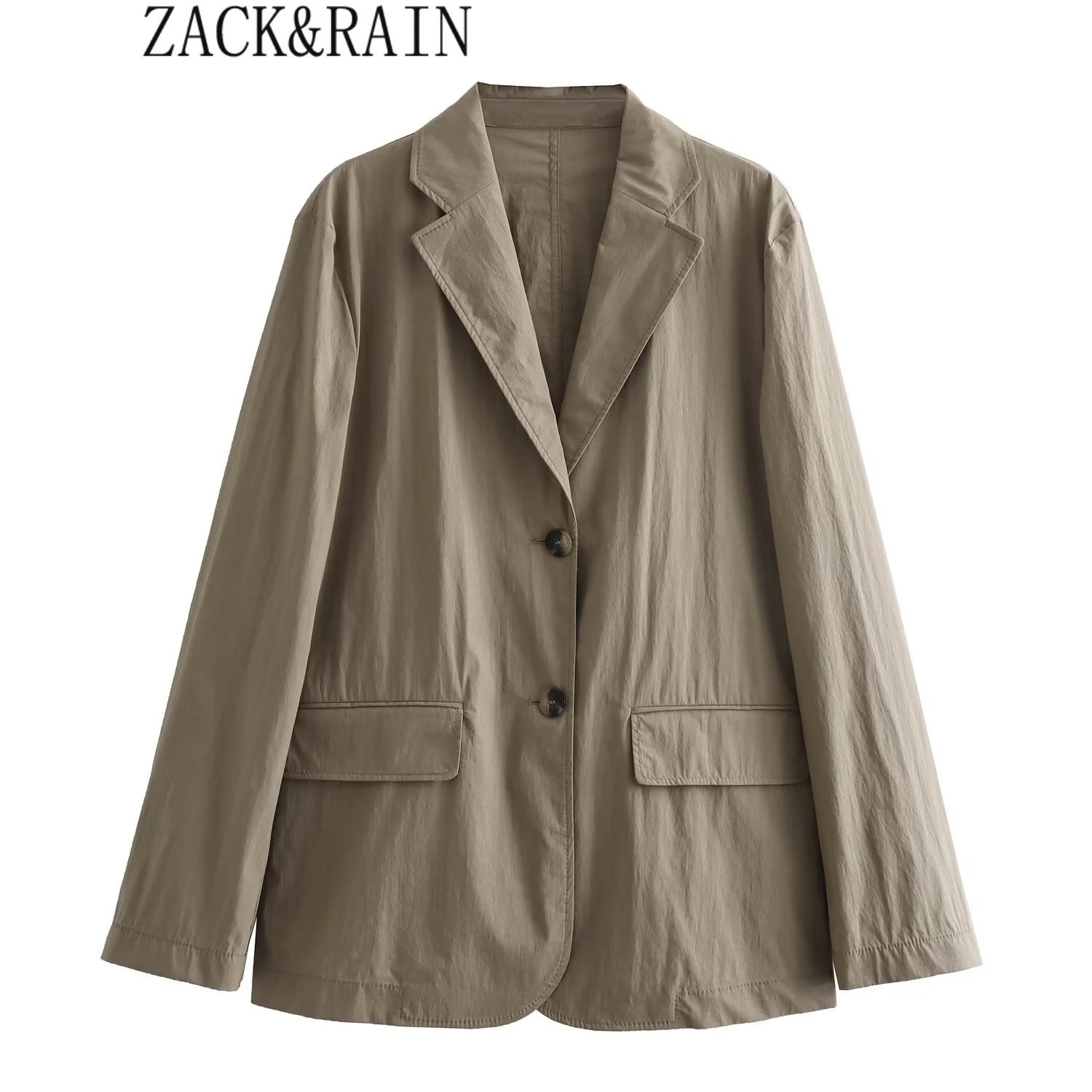 

ZACK RAIN Brown Single-breasted Blazer Coats For Women 2023 Autumn Fashion No Hat Long Sleeves Coats Female Chic Outwears