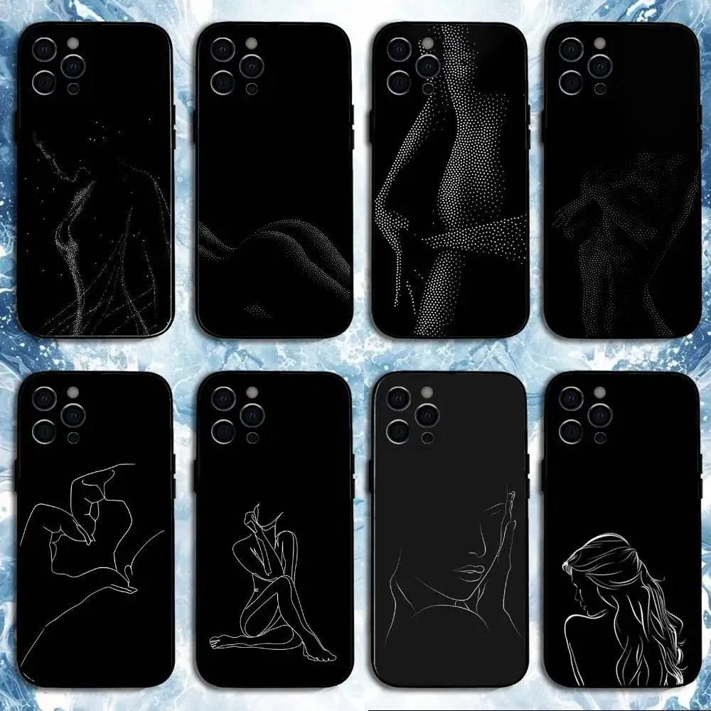 

Art Sexy Body Woman Phone Case For iPhone 16,15,14,13,12,11 Plus,Pro Max, Soft Silicone Black Cover