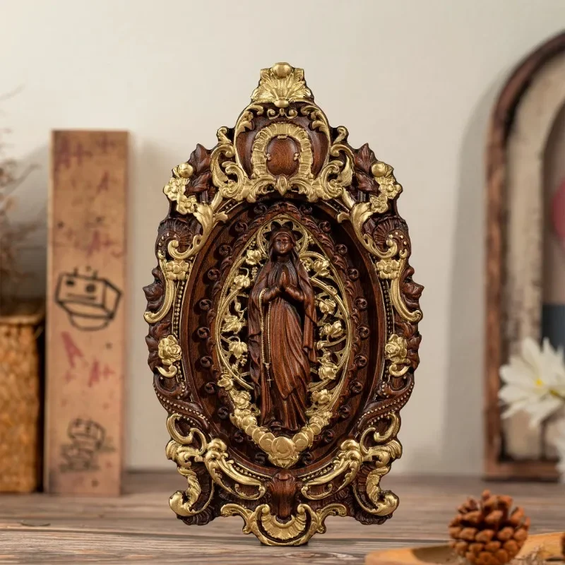 

Virgin Mary Wooden Statue, Wall Decoration, Catholic Prayer Church, Religious Figure Relief Handicrafts Ornaments