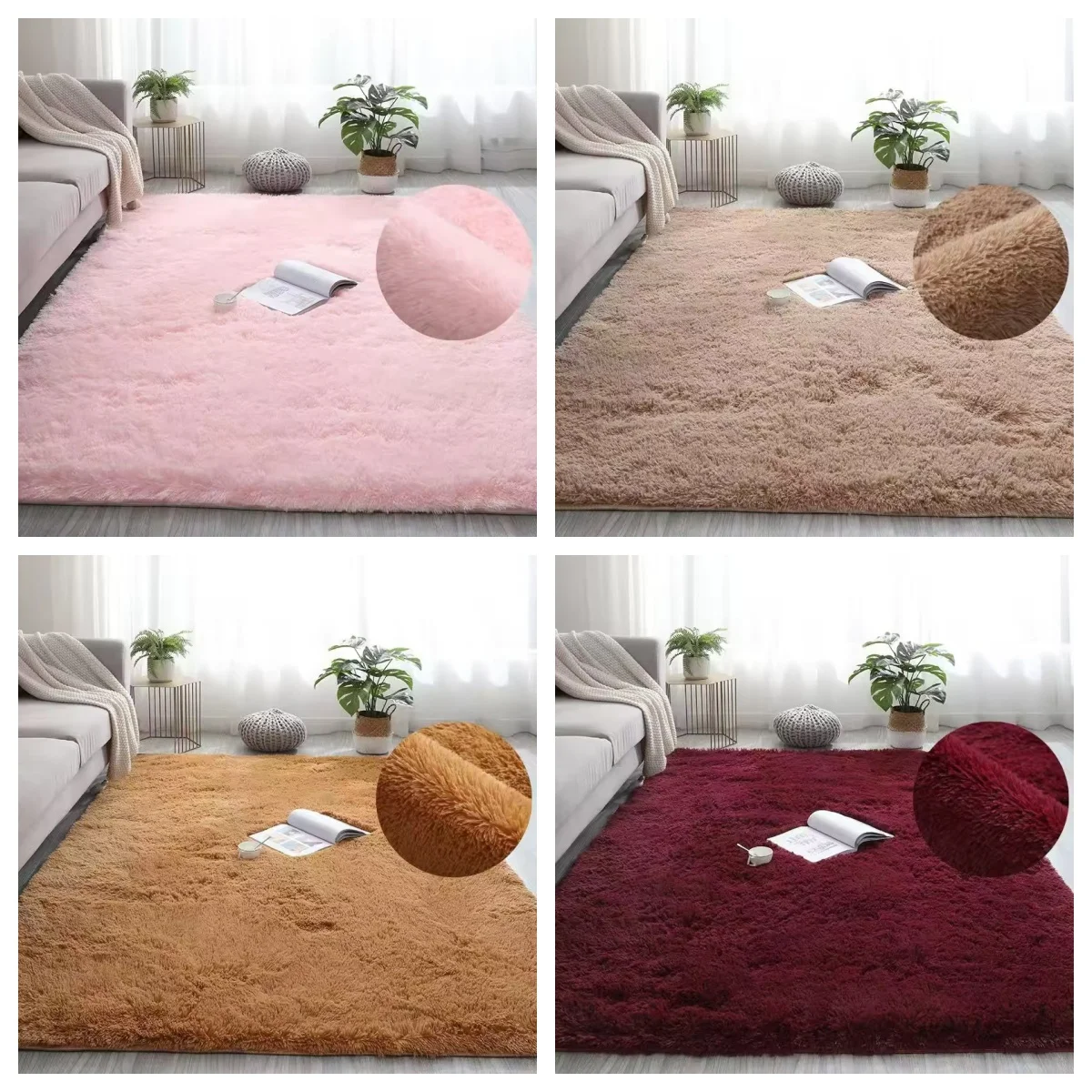 VIKAMA Batik-flauschige Teppiche für Wohnzimmer-Dekoration, Nachttisch-Teppich, warme Plüsch-Fußmatten, Kinderzimmer-Spielmatten, pelziger Teppich – Detail 11
