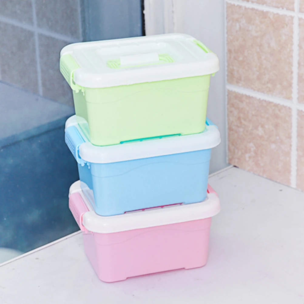 

Candy Color Portable Storage Box with Lid Plastic Cosmetics Container Household Storage Bins (Small Size) ( Color)