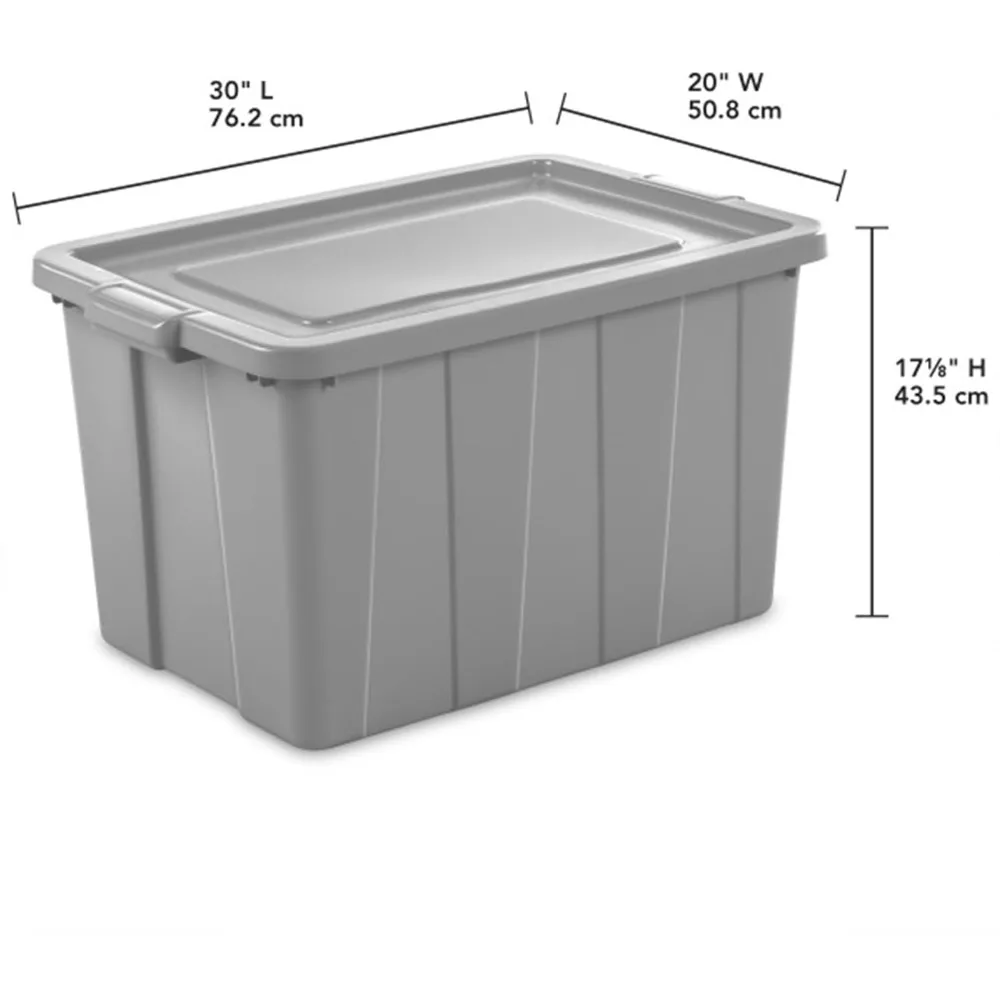 4 عبوات من حقائب تخزين Tuff1، صندوق بلاستيكي قابل للتكديس مع غطاء، 30 جالون