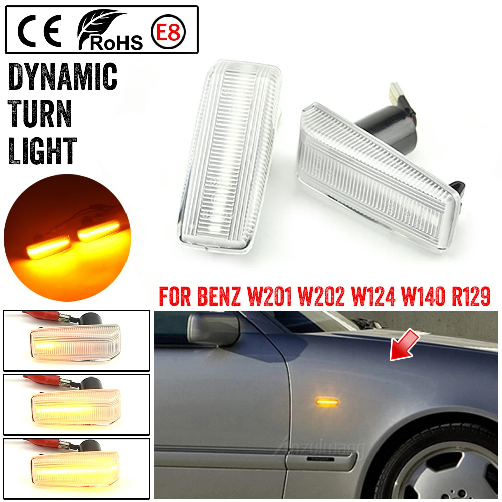 

Для Benz C E S SL класс W201 190 W202 W124 W140 R129, динамическая искусственная последовательная лампа, ретранслятор сигнала поворота, боковая лампа