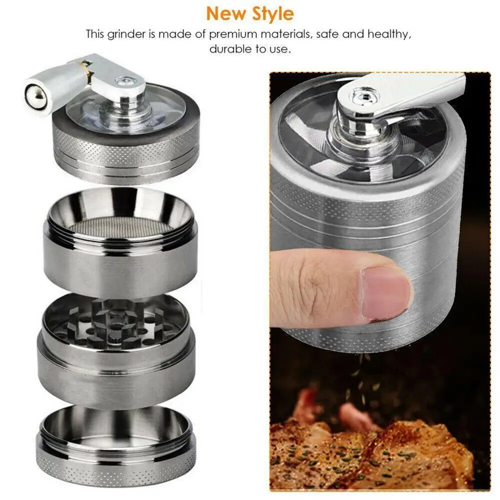 40mm 4 Layers Hand Muller Herb Tobacco Spice Herbal Metal Smoke Crusher Portable Grinder With Handle