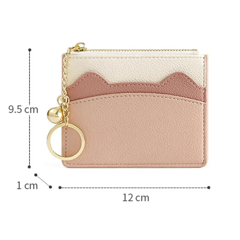 Cute Cat Ears Design Women Mini ID Card Holders Business Credit Card Holder PU Leather Slim Bank Card Case ミニウォレット レディース