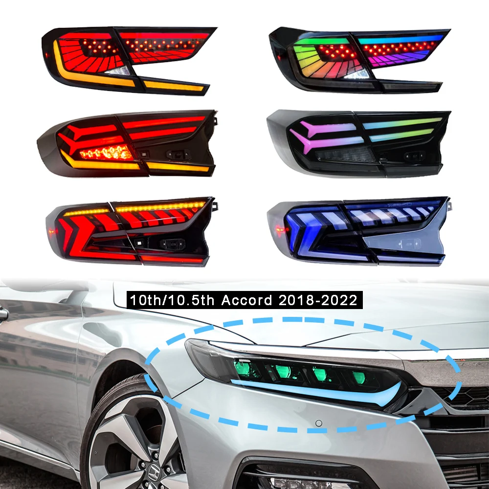 

Аксессуары Dk Motion, светодиодные задние фонари для Honda 10/10,5th Accord с последовательным указателем поворота, динамическая анимация, задний фонарь