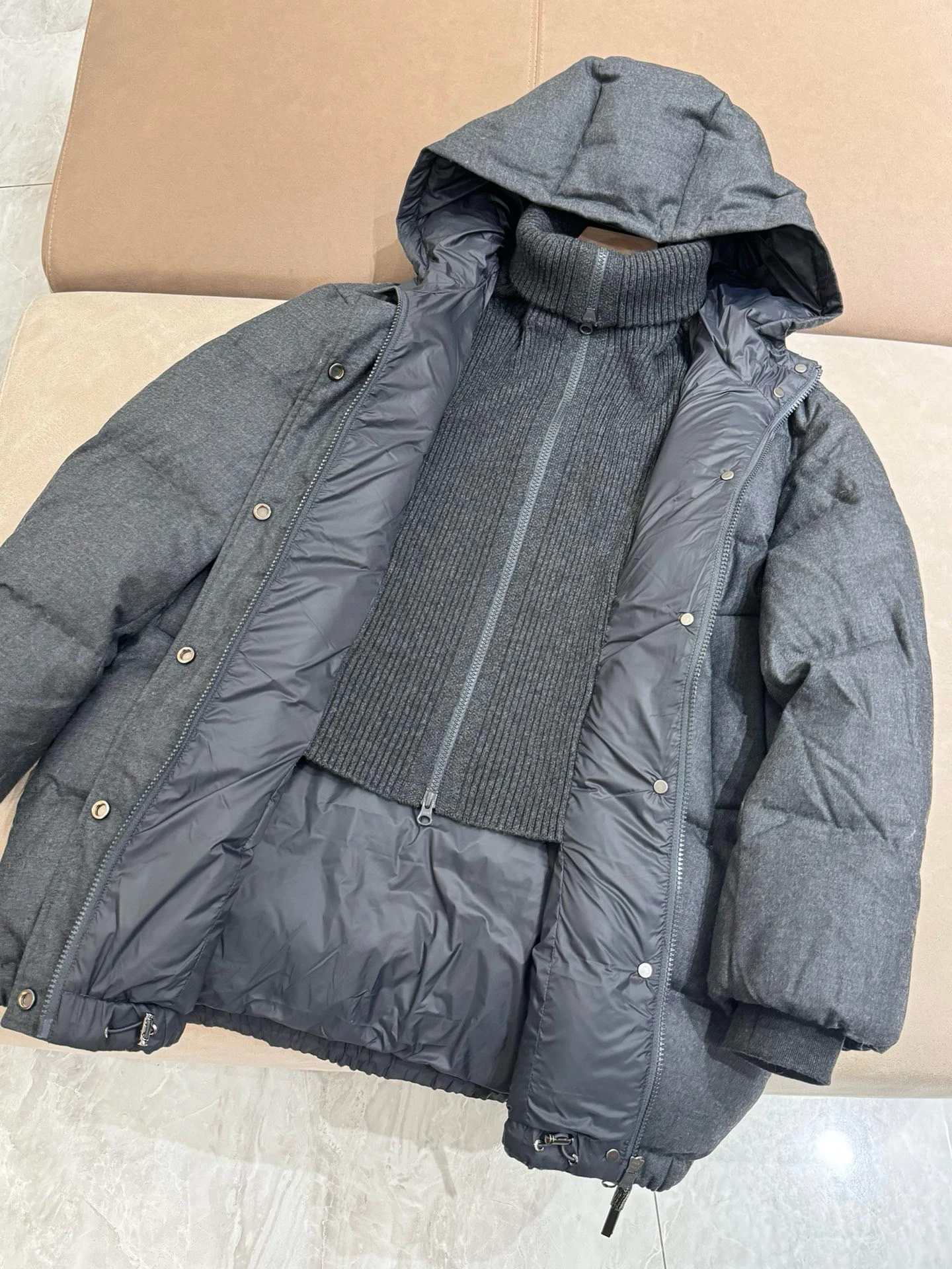 Piumino in lana pettinata da donna cappotto allentato Casual in piuma d\'oca bianca calda spessa