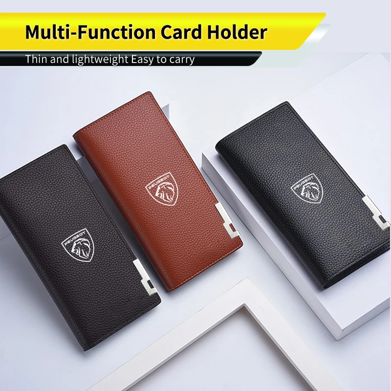 الرجال محفظة طويلة حقيبة صغيرة جلدية حقيبة يد الأعمال حامل بطاقة عملة جيب لبيجو 206 307 308 3008 207 208 508 2008 5008