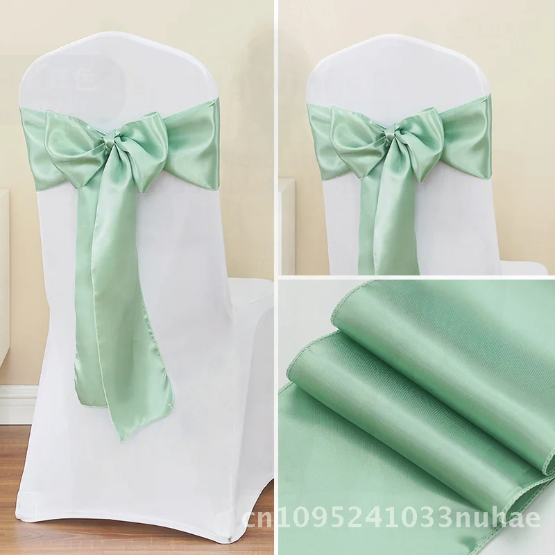 

Satin Ribbon Chair Decorative Bow for Banquet Wedding Spandex Milk Silk Chair Cover Flower Chair Tie Rectangular Table And Chair