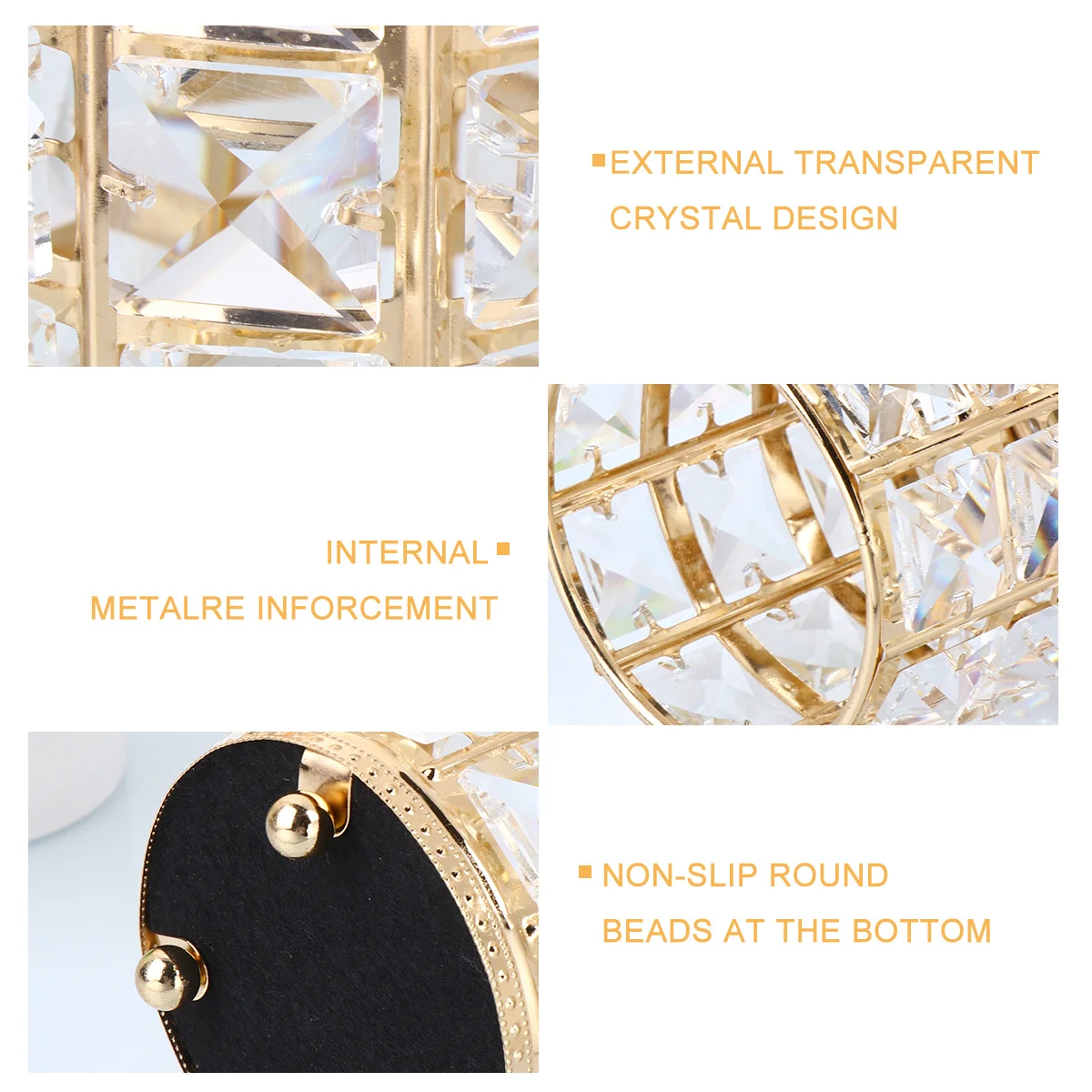 حامل كبير بتصميم مجوف ذهبي لفرش المكياج وأدوات التجميل وحاوية تخزين منظم للديكور