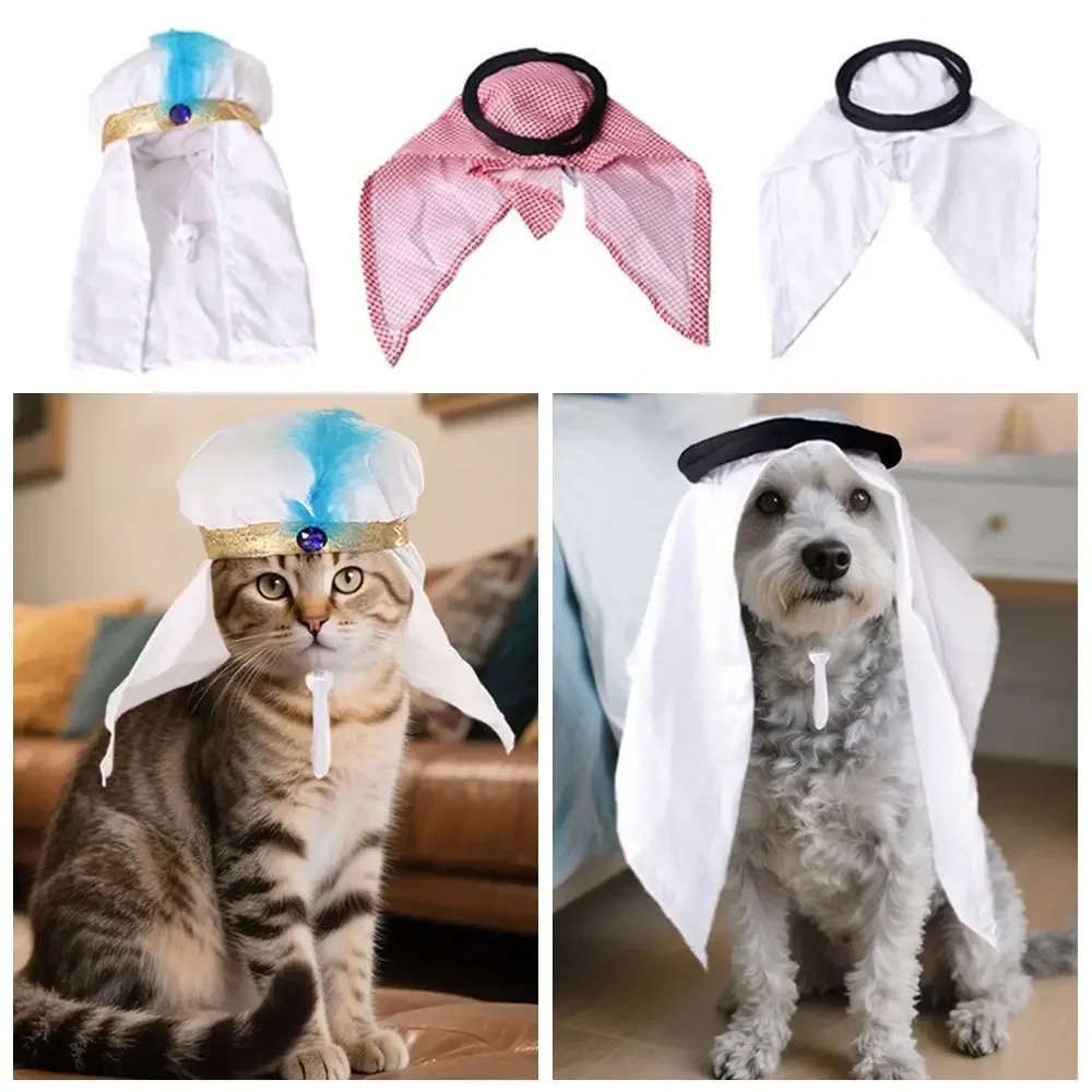 Fashion Pet Dress Up Saudi Arabia Pet Hat Adjustable Pet Accessory Pet Sunhat Cap Cat Dog Dress Up Headscarf Party