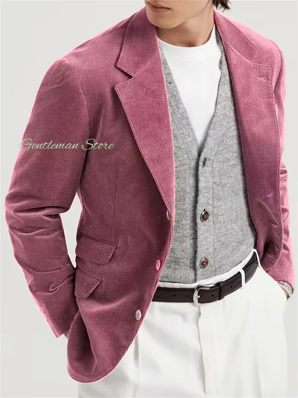 

Man Blazers Corduroy men's coat Outdoor sports leisure men's jacket Men's casual wear Single breasted slim fit men suit jacket