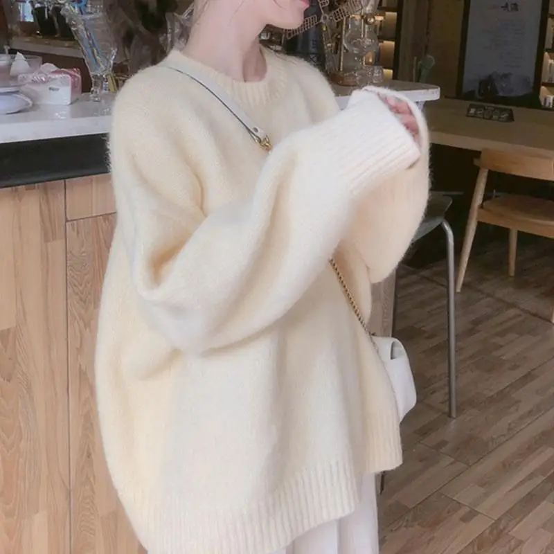 

Soft Cozy Women's Camere Sweater Loose Thiened Korean Sle Inner Wear Knitted Top Spring Autumn Winter Straight Tube Sle