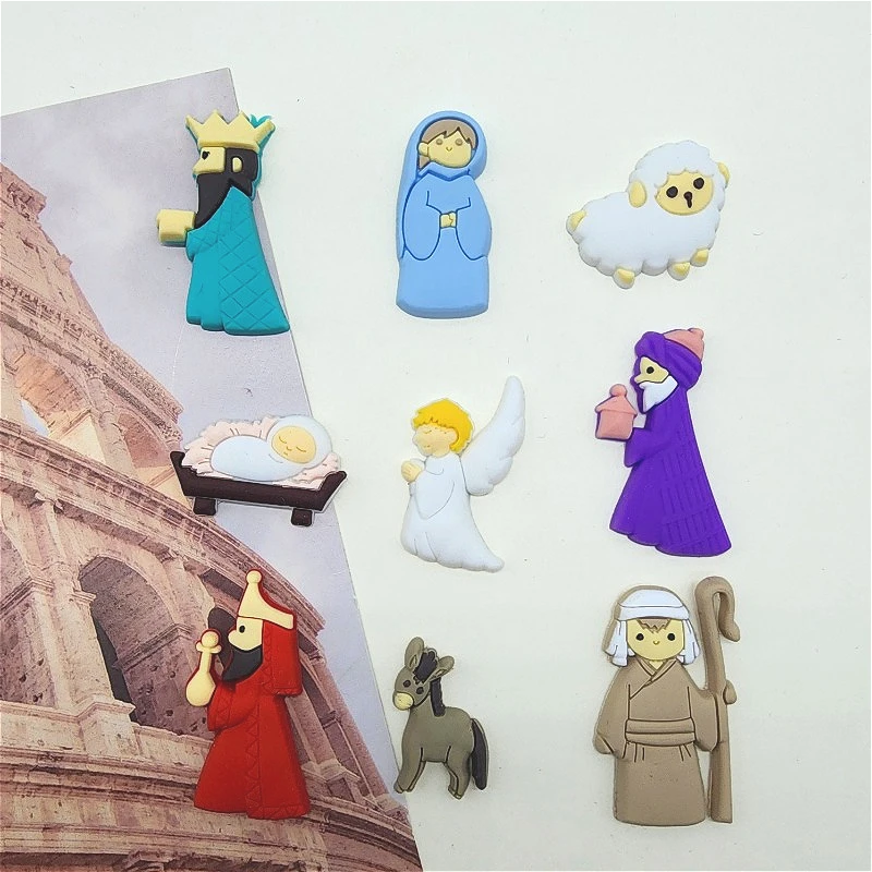 9Pcs Fridge Magnets Personality Birth Of Jesus King Angel Refrigerator Magnetic Christmas Whiteboard Message Sticker Home Decor