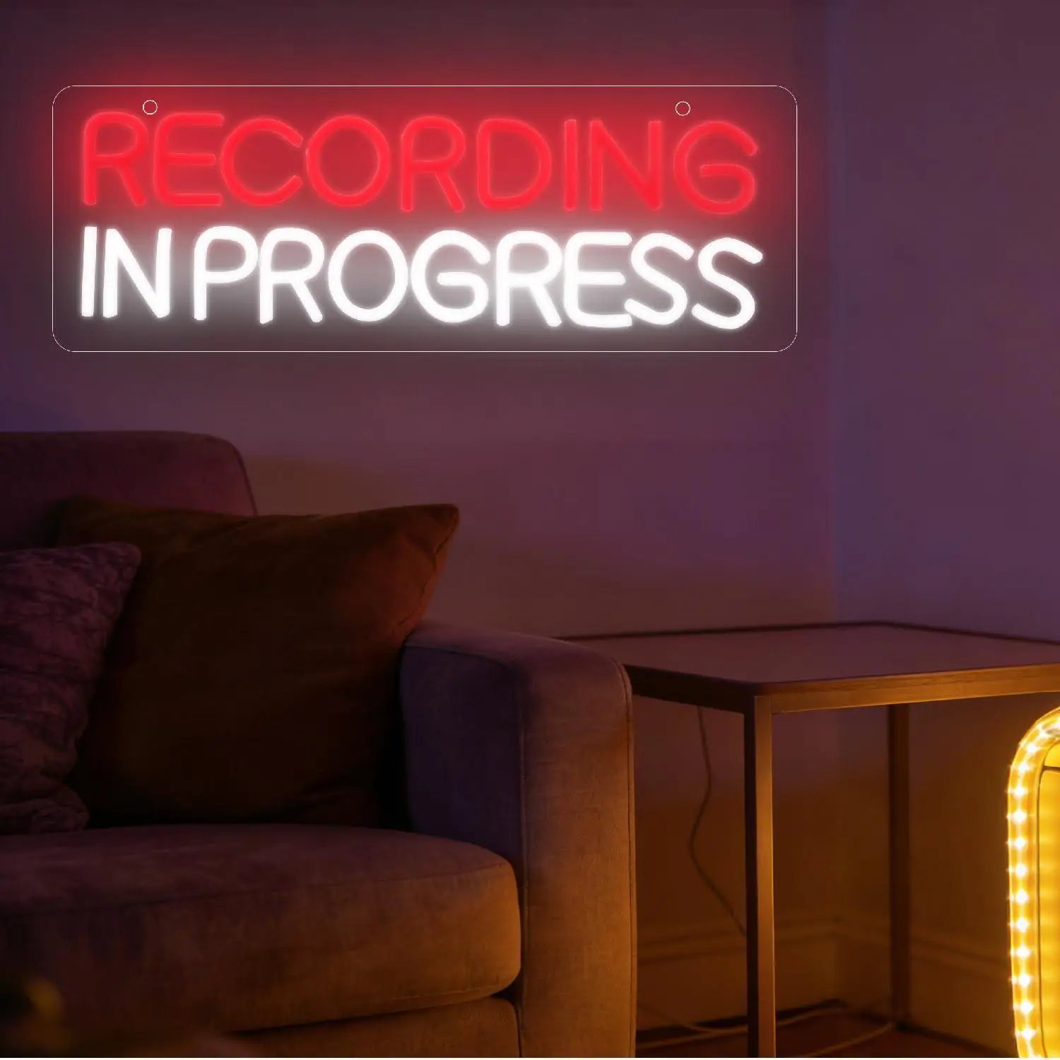 Recording In Progress Neon Sign USB Powered Dimmable LED Neon Lights For Studio Room Podcast Space Streaming Booth Wall Decor
