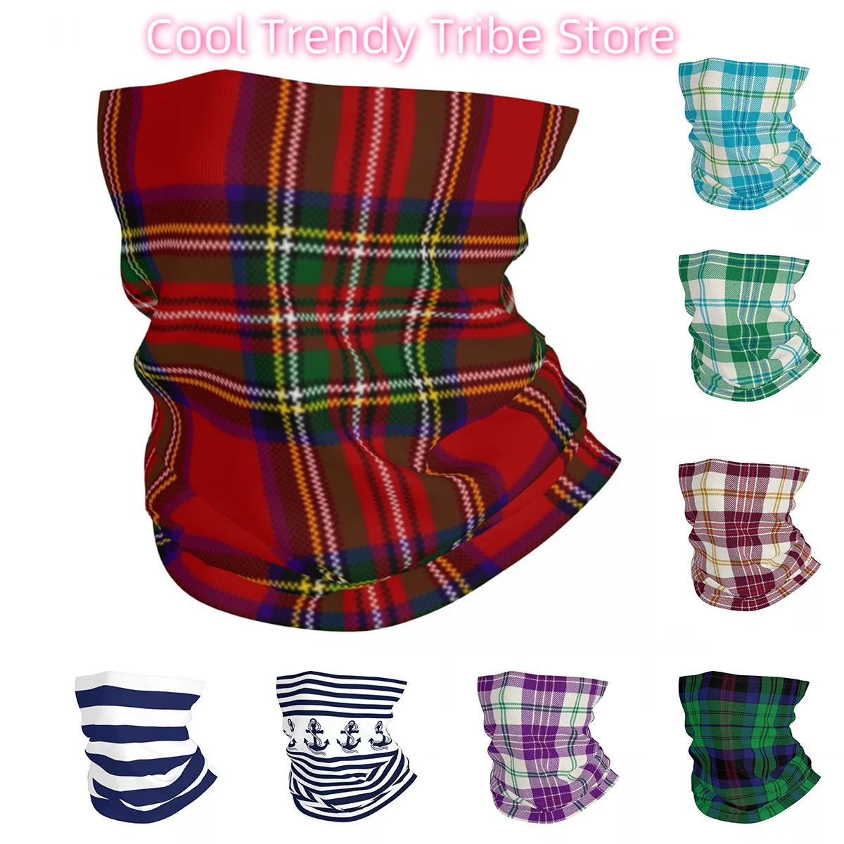 

Scottish Stripes Pattern Bandana Neck Cover Printed Face Scarf Multi-use Balaclava Fishing Unisex Adult Washable