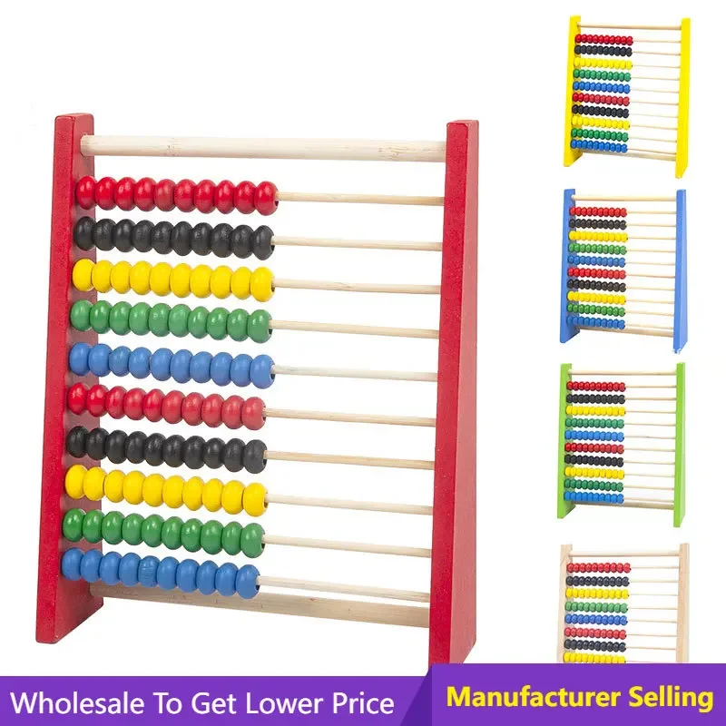 

Wooden Abacus Children's Educational Toys 10-row Colorful Beads Counting Kid Learning Intelligence Development for 3-6 Year Olds