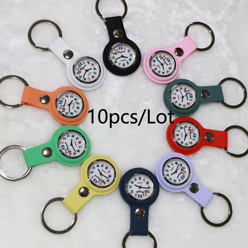 

10 шт., силиконовые часы высокого качества, мини-брелок, портативные кварцевые карманные часы для мужчин и женщин, подарок для медсестры, врача, студента