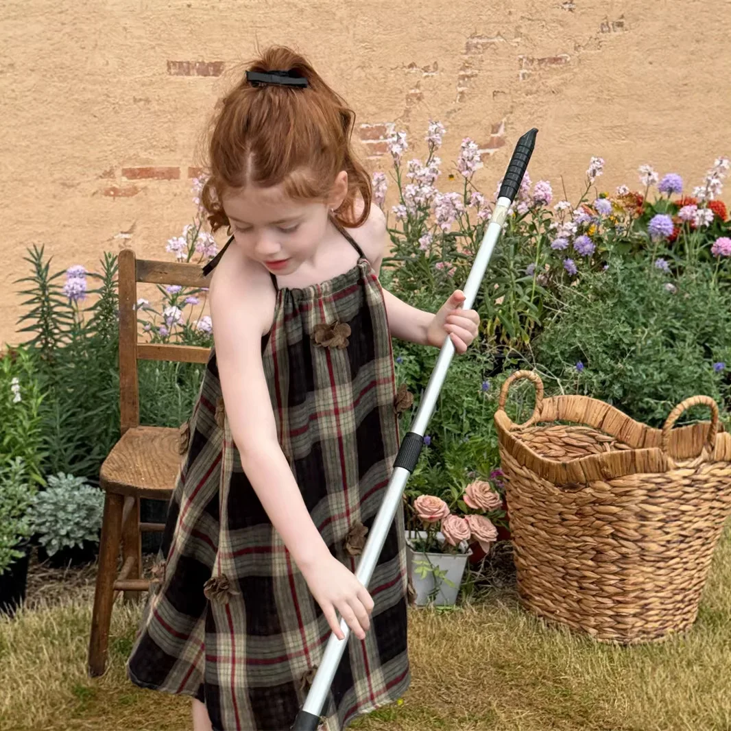 

Children Clothes Girls Retro Halter Dress New Fashionable Vacation Style Sleeveless Girls Casual Sweet Princess Dress