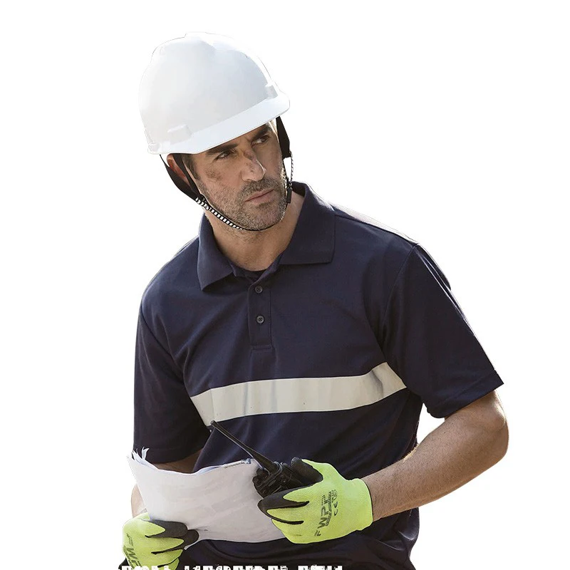 Logo Custom Navy Blue Safety Reflective Polo Shirt Buttons Front Breathable Summer Work Shirt Quick Dry T Shirt
