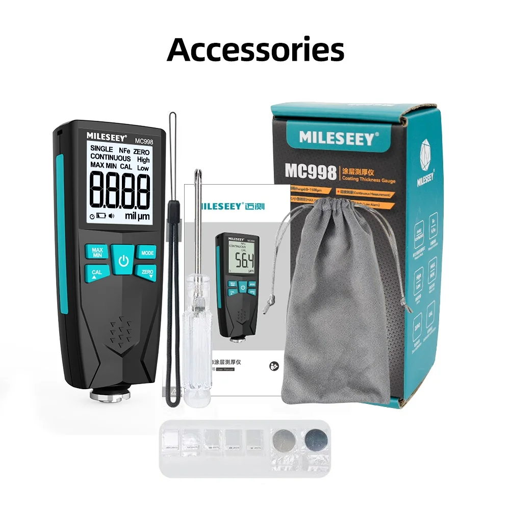 Mileseey MC998 Coating Thickness Gauge For Car Repair Tools Automotive Tools Film Paint Thickness Tester Measuring Instruments