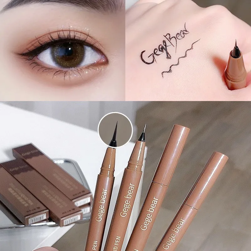 Gege Bear-Lasting Eyeliner Caneta Líquida, Maquiagem, Impermeável, Liso, Secagem Rápida, Ultra-Fino, 12 Horas de desgaste, Cosmético