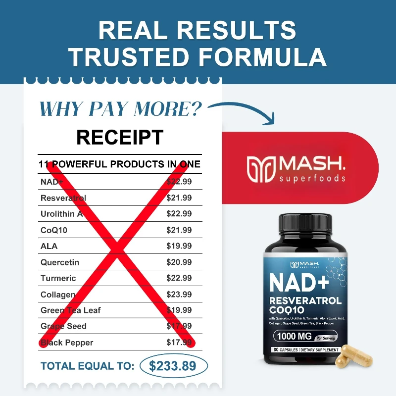 NAD Supplement, 1000mg - Liposomal NAD+ Supplement with Resveratrol, Stamina & Healthy Aging - Strength Capsules
