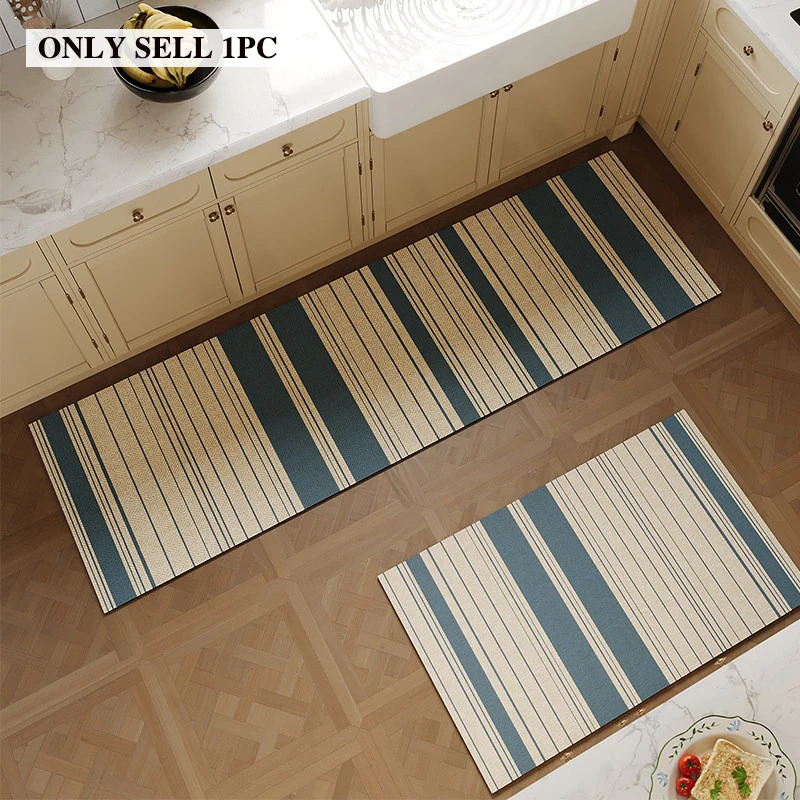 Kitchen Rug Waterproof PVC Non-slip Oil-proof Leather Floor Mat Striped Long Rugs Minimalist Style Home Decoration Carpets Ковер