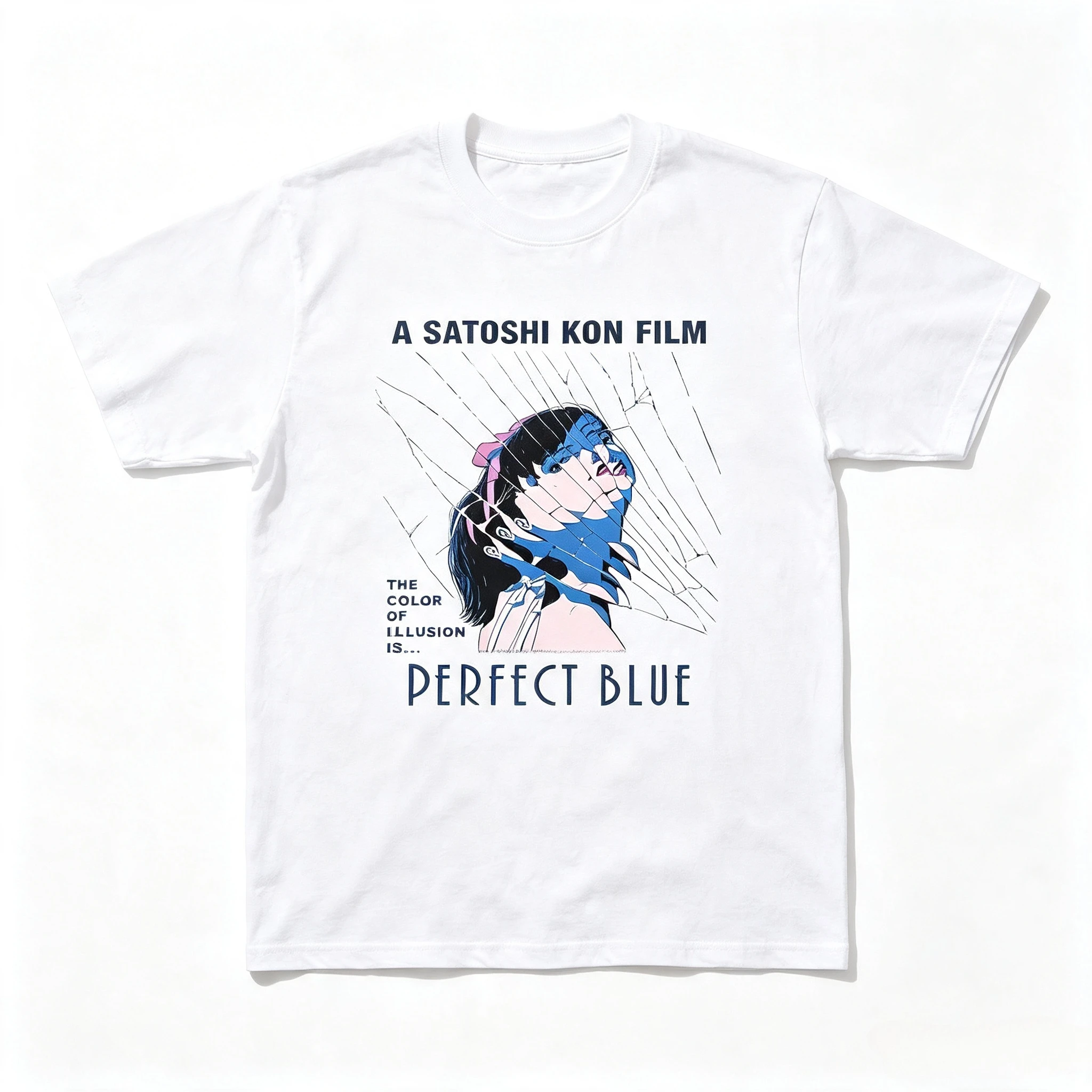 Y2k Vintage T-Shirt Perfect Blue T-Shirt Japanese Anime Manga Satoshi Kon Paprika Short Sleeves Printed Casual Loose T Shirt
