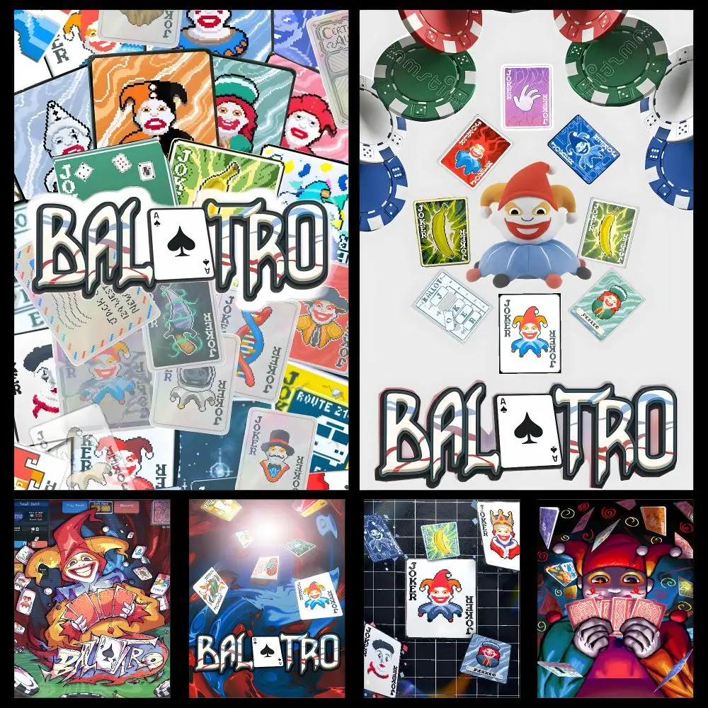 Game Balatro Joker Poker Roguelike Cards Poster PP Self Adhesive Decorative HD for Garage gaming room living room Gift