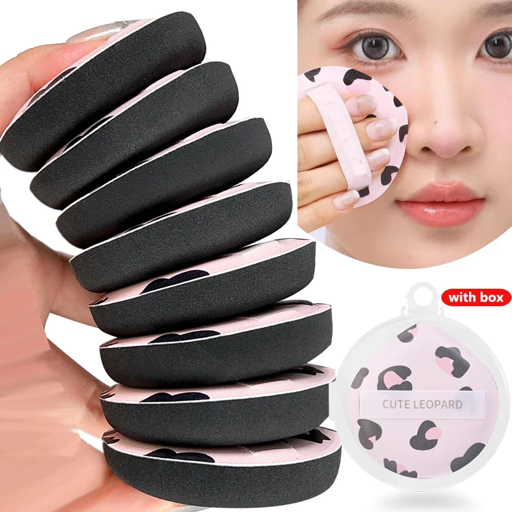 10PCS Cotton Candy Puff z pudełkiem Super Soft Leopard Sponge Air Cushion Powder Puffs Foundation Concealer Dry and Wet Makeup Tool