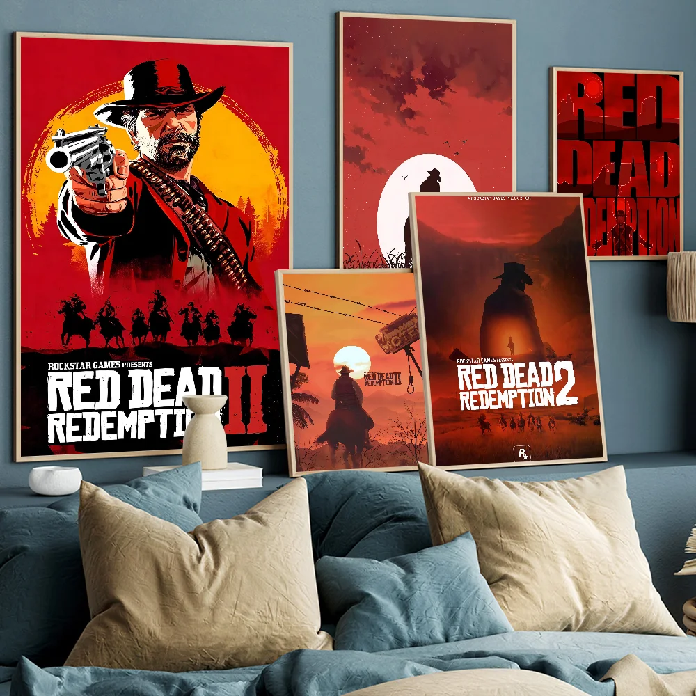 Game TV-Red-Dead-Redemption 2 Good Quality Prints and Posters Waterproof Paper Sticker Coffee House Bar Posters Wall Stickers