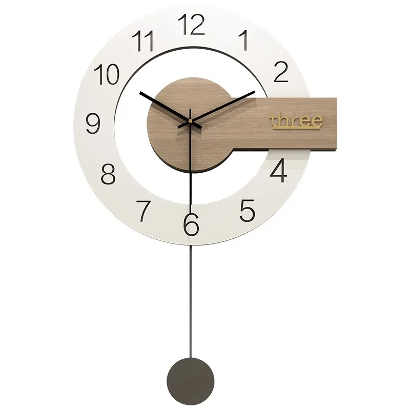 Log Cream Wind art clock wall clock living room 2024 new style luxury high-end atmosphere quiet high-grade sense of the clock