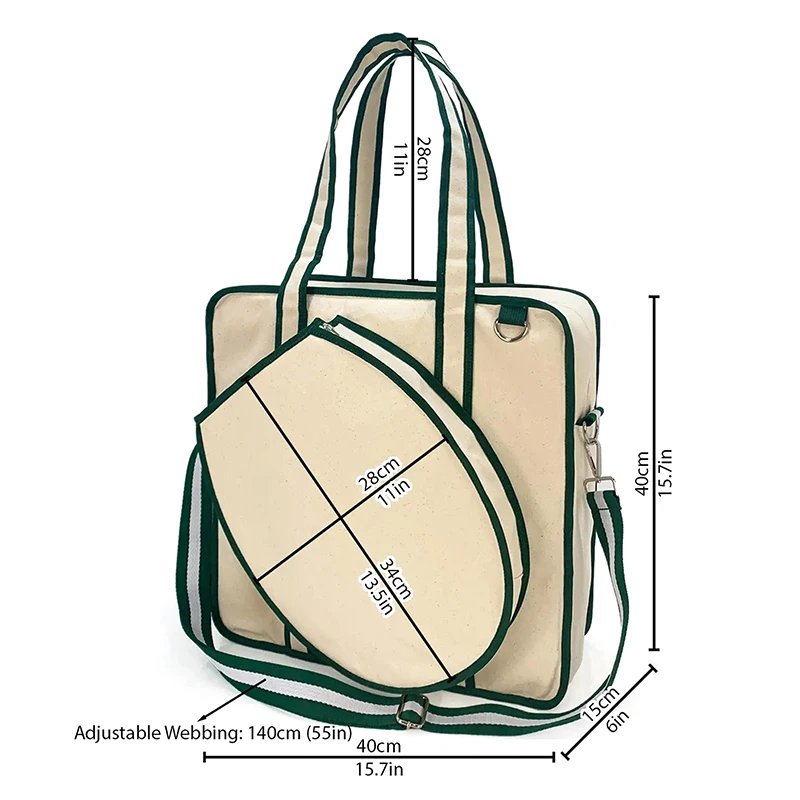 Tas raket olahraga, tas kanvas olahraga, tas picleball Down luar ruangan portabel selempang olahraga tenis