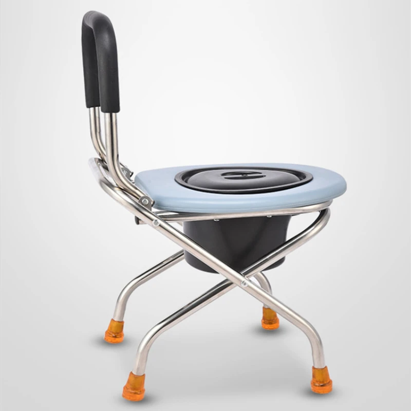 Thickened Stainless Steel Foldable Toilet Chair Pregnant Woman Patient Toilet Chair Bathroom Chair Bath Stool Waterproof Surface