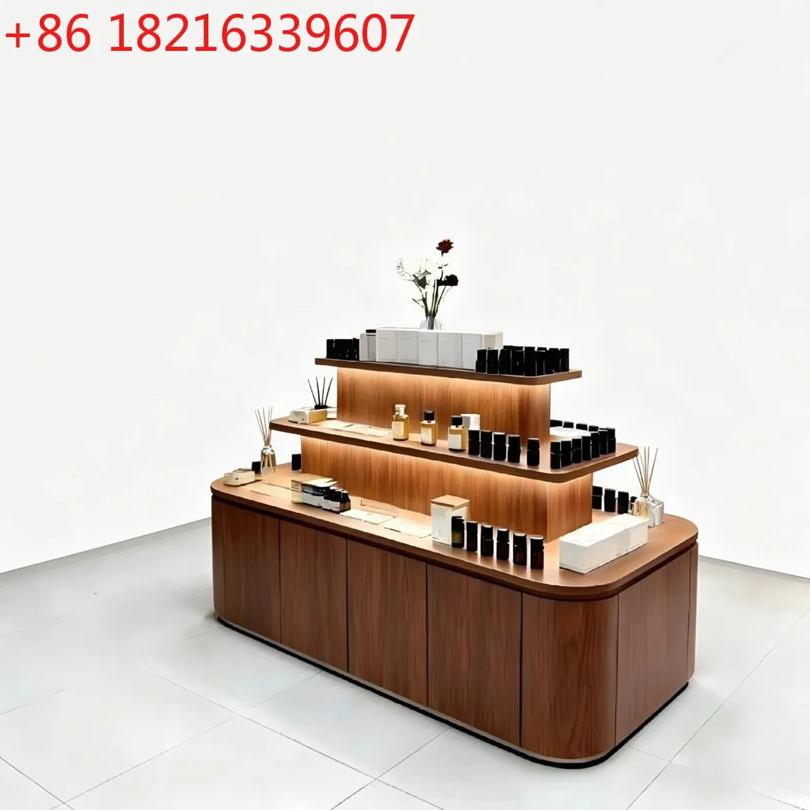 YAO log wind tea merchandise display cabinet shopping mall commercial island cabinet tea display