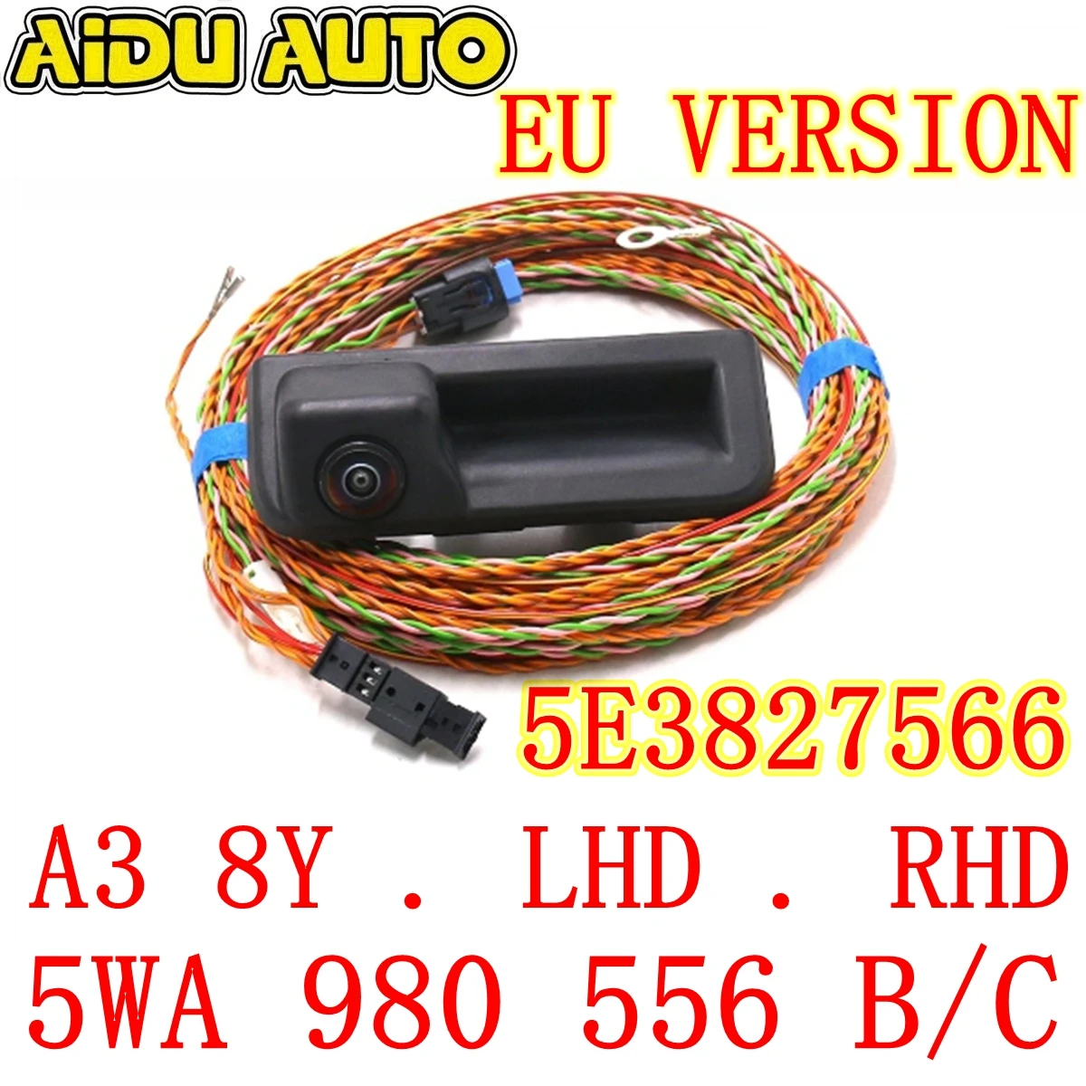 FOR NEW AUDI A3 8Y 2021 - High Line Rear View Camera with Guidance Line + wiring harness 5E3827566 5WA980556B/C