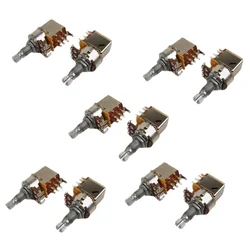 FLEOR 10pcs Push Pull Potentiometer Long Shaft Guitar Pots A500K/B500K/A250K/B250K Choose for Guitar Accessories