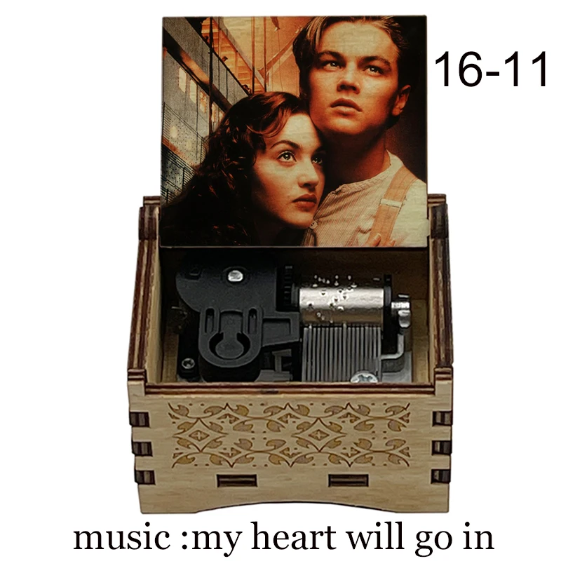 mechanical Wooden my heart will go on jack rose print Music Box Birthday Gift For girlfriend wife Christmas Birthday present