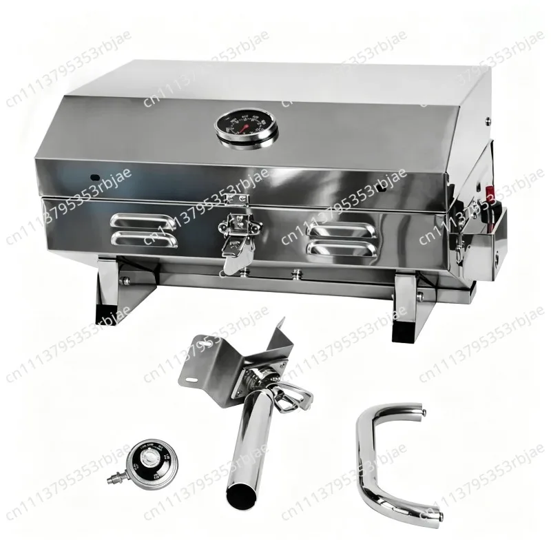 Stainless Steel  Grill Portable Gas Cassette Grill with Rod Holder Rod Insertion Marine Grill