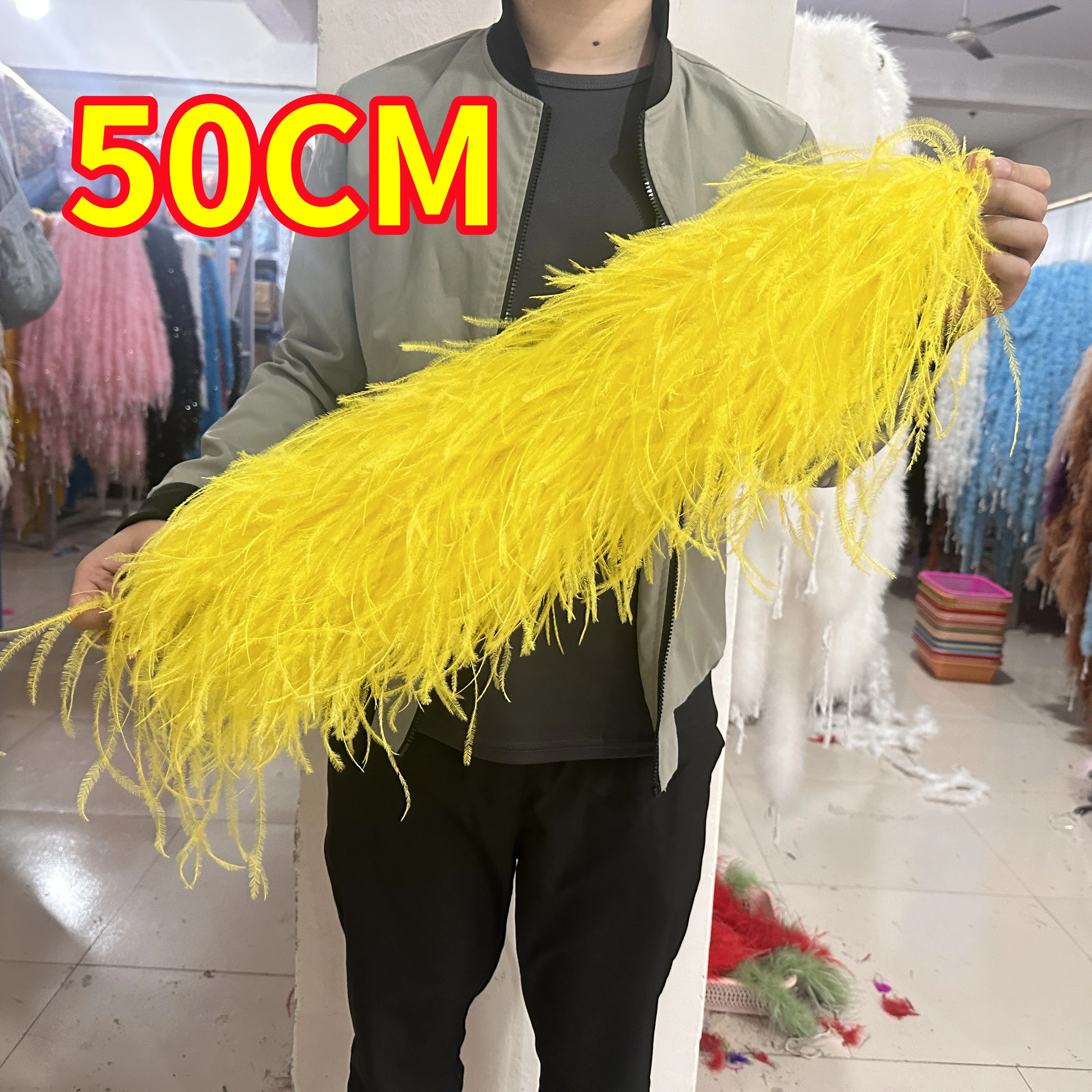 

Customized 0.5M Natural Ostrich Feather Boa Scarf 6-20Ply Plume Trim for Party Wedding Dress Costume Bridal DIY Crafts Decor