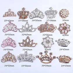 NEW 5Pcs Mixed Acrylic Rhinestone Crown Diy Buttons Bowknot Flower Embellishment Accessories Craft Supplies Decorative Button