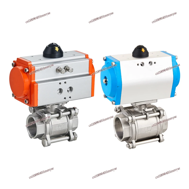 

High temperature stainless steel pneumatic three-piece threaded ball valve