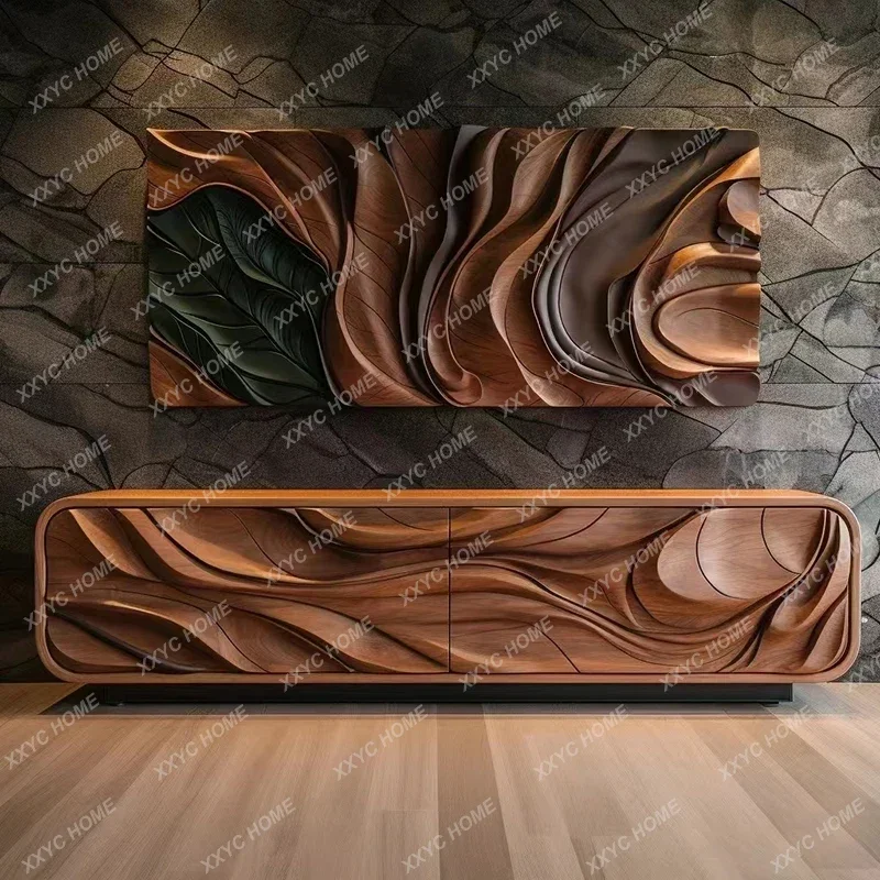XX  Retro TV Cabinet Floor-to-ceiling Creative Locker Walnut High-end Art Furniture