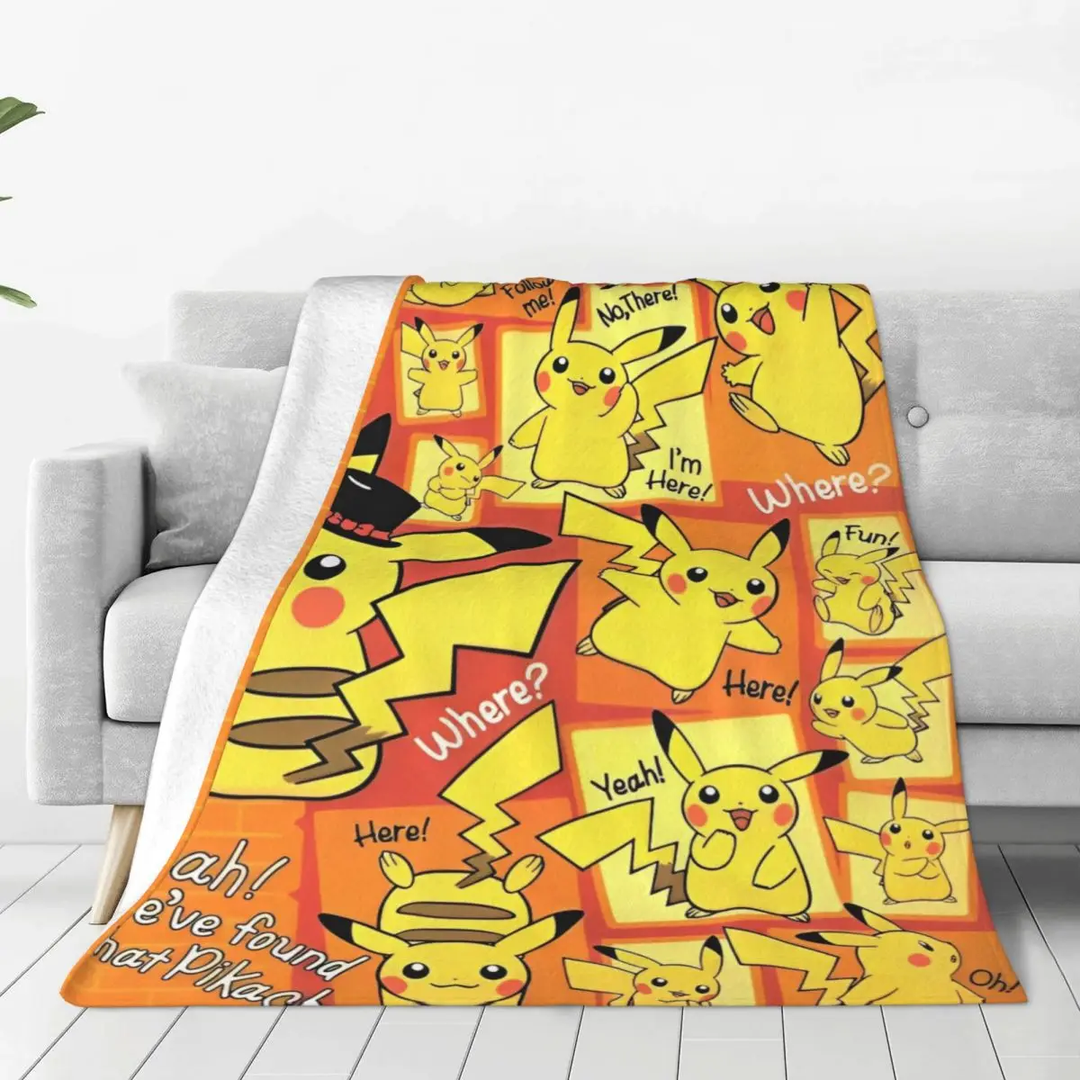 Pokemon Pikachu Blanket Warm Soft Graphic Plush Bedding Throws For Living Room Travel Flannel Bedspread Bed Cover